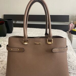 Aldo Brown Satchel Bag with Gold Accents